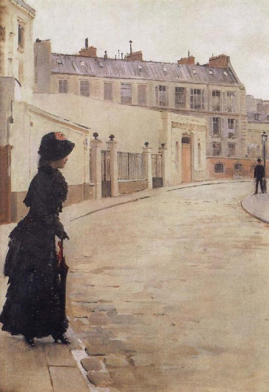 Beraud, Jean Waiting,Paris,Rue de Chateaubriand France oil painting art